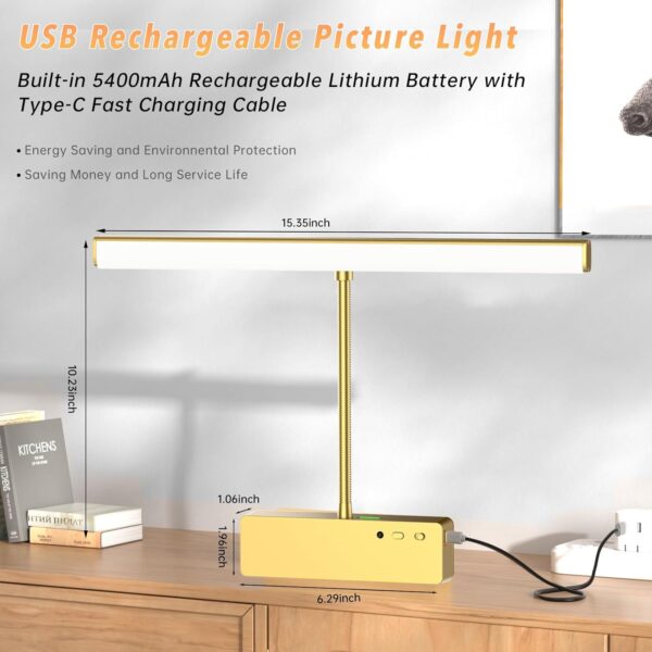 Now Only $7.79 -- Was $29.99 🔥 Prime + Code 33P2274G + Coupon Picture Light with Remote, 15.35inch Wireless Rechargeable Battery Wall Light for Paintings, 3 Colors Paintings Light - Image 3