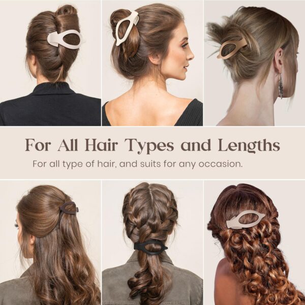 6 PCS Large Flat Hair Clips for Women Girls, French Concord Lay Down Claw Clips for Thick Thin Hair, Comfortable Curved Flat Clips, Matte Non-slip Strong Hold Hair Accessories, Brown - Image 2